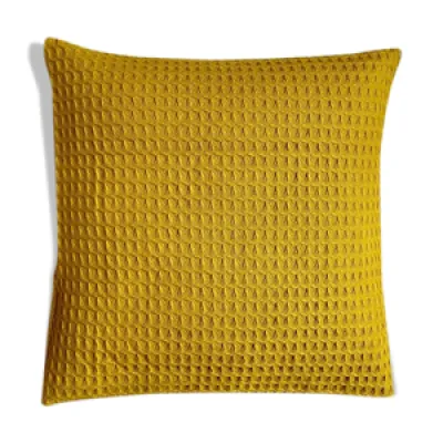 Coussin en coton gaufré - jaune