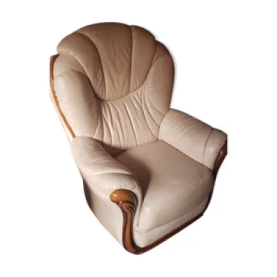 fauteuil cuir beige italien