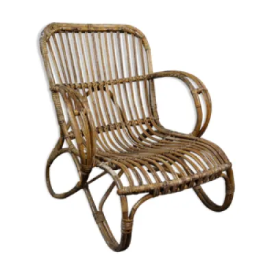 fauteuil en rotin Dutch - 1950