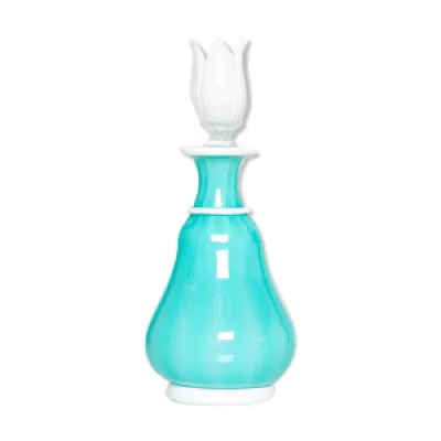 Bouteille verre opalin turquoise