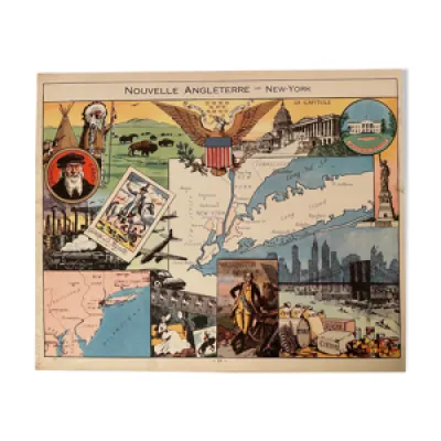 Affiche ancienne carte - new york
