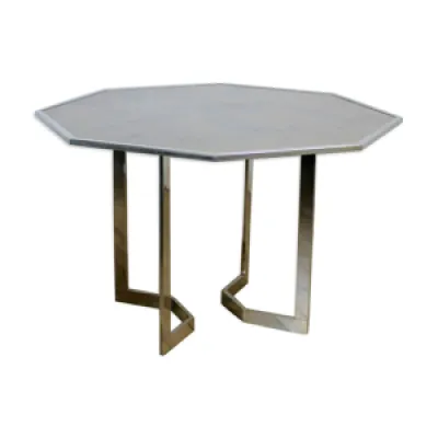 Table acier chromé et - verre