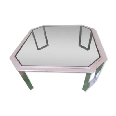 table basse Maison Jansen - verre chrome