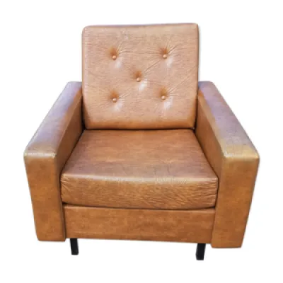fauteuil années 60 skai - marron