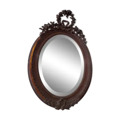 Miroir ovale 19ème bois - stuc