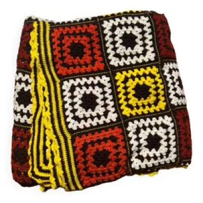 Plaid crochet vintage - 1970 jaune