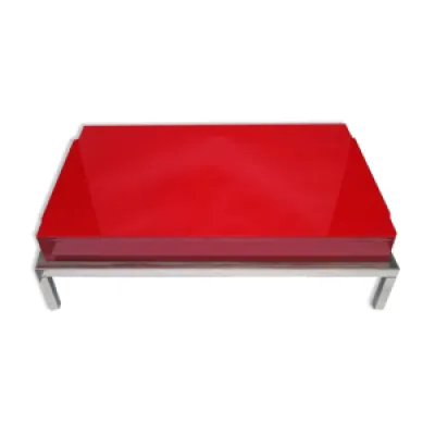 Table basse laquée rouge