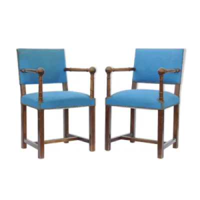 paire de fauteuils tissus - bleu