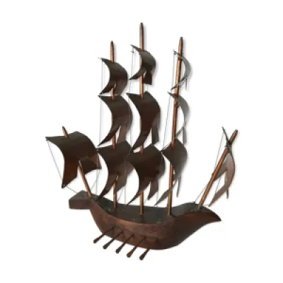 Maquette de bateau en - bois cuivre
