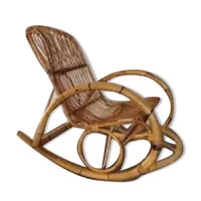 Rocking chair en rotin, - 1950
