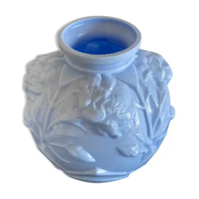 Vase art déco en opaline - bleue