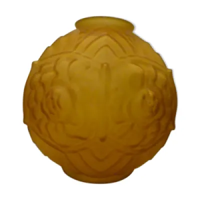 Vase boule Art Déco - jaune verre
