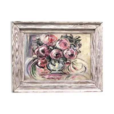 Tableau ancien Bouquet - roses