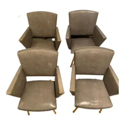 4 fauteuils skaï gris