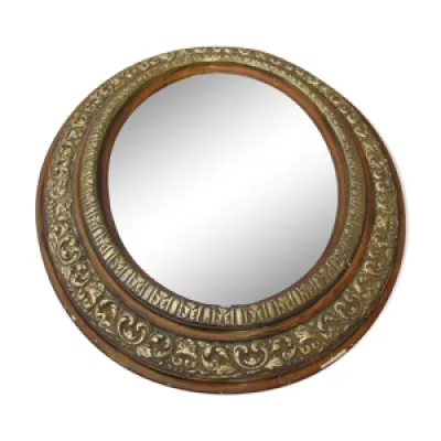 miroir oval en bois doré - xixeme