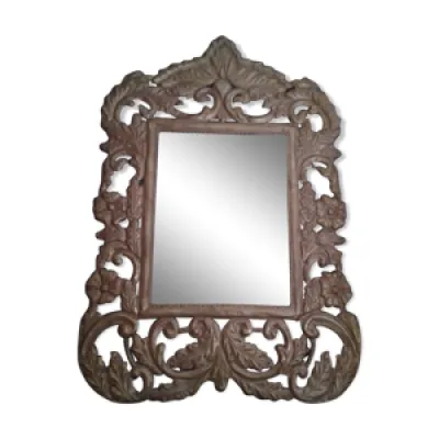 miroir avec décor en - metal