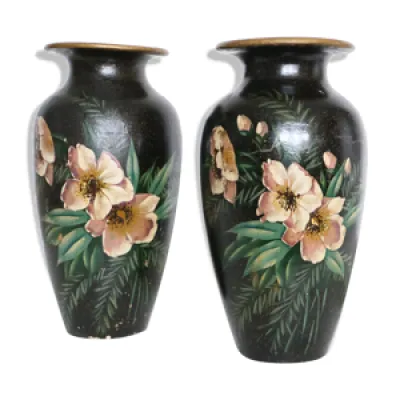 Paire de vases en céramique, - peint main