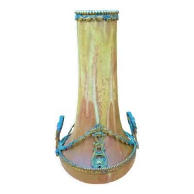 Vase en ceramique monture - bronze
