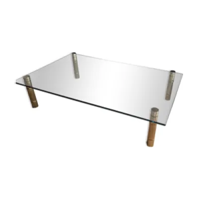 Table verre et laiton - bronze