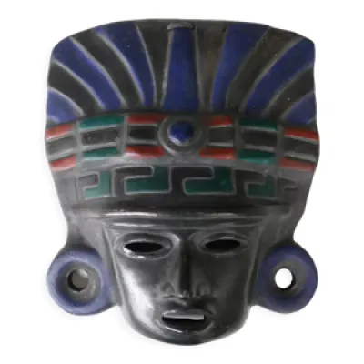 Masque Maya noir en terre