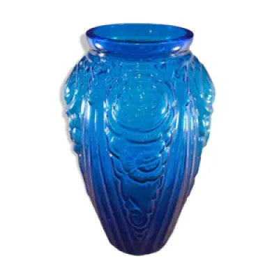 Vase art déco en verre - bleu cobalt