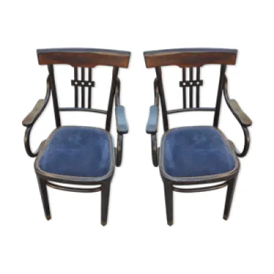 Paire de fauteuils en - bleu bois
