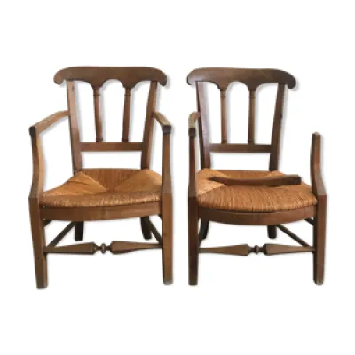 Lot de 2 fauteuils en - assise bois