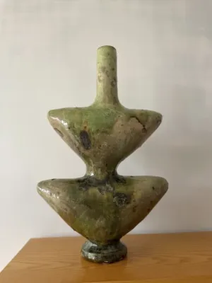 Moroccan Tamegroute Ceramic Vase Sculpture