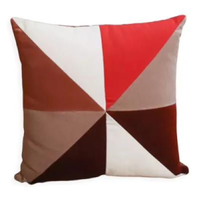 Coussin velours rouge - camel