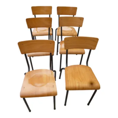 Suite de 6 chaises bois - fer