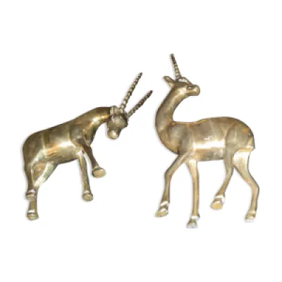 Paire de gazelles en - 1960 bronze