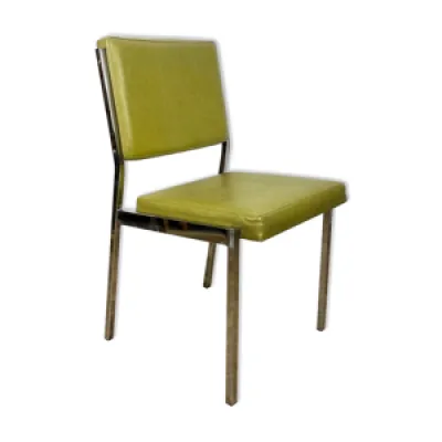 Chaise chrome et skaï - vert olive