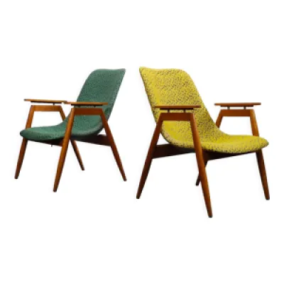 Paire de fauteuils jaune - vert