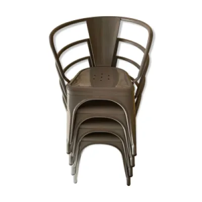 4 fauteuils tolix gris - acier