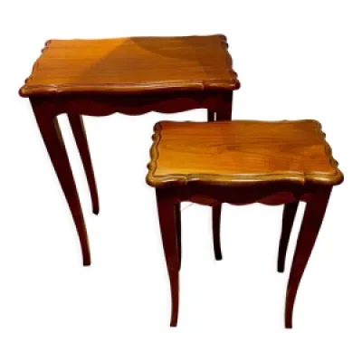 Duo de tables en merisier - massif style louis