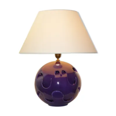 Lampe boule céramique - prune