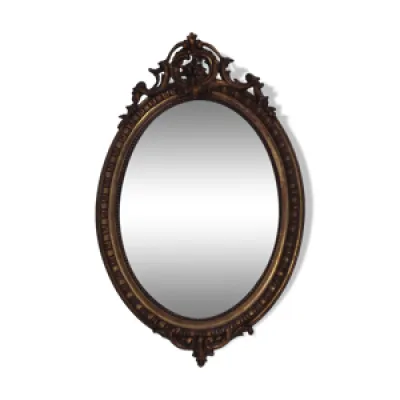 miroir 19 ème bois et - ovale