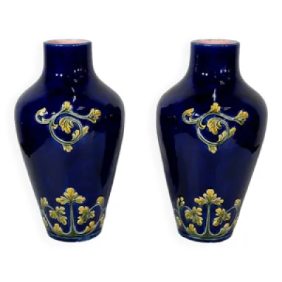 Paire de vases en céramique, - 1900 art nouveau