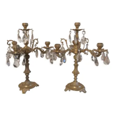 Duo de chandeliers bronze - pampilles