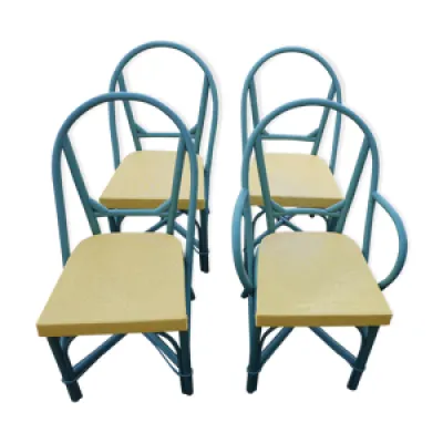 Chaises et fauteuil en - bambou repeint
