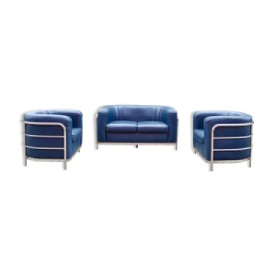 Ensemble canapé & 2 - bleu fauteuils