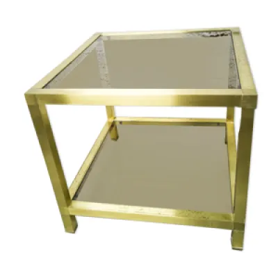Table d'appoint dorée - verre