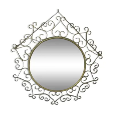 miroir rond métal doré - 48cm