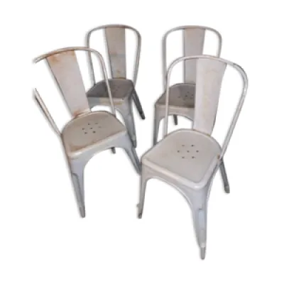 4 chaises bistro métal - gris
