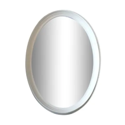 Miroir ovale cadre bois - blanc