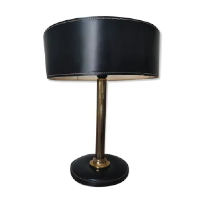 lampe de table bureau - cuir laiton