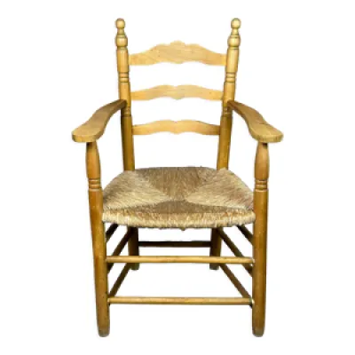 fauteuil paillé en bois - naturel