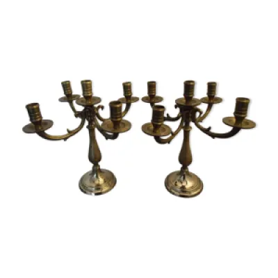 Paire de chandeliers - bronze feux