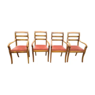 4 fauteuils style Louis - philippe merisier