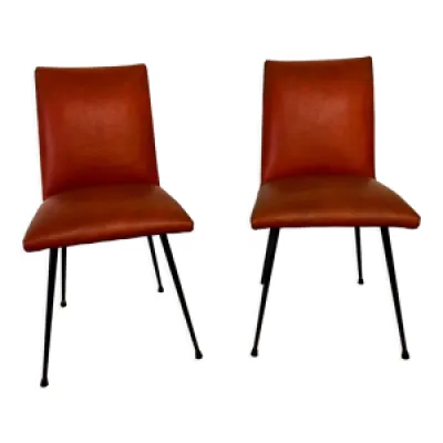 Paire de chaises en skaï - orange